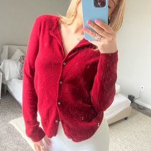 Red Ralph Lauren Wool and Cashmere Cardigan